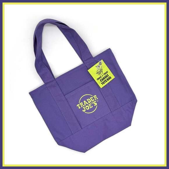 NWT Trader Joe’s Purple Trick or Treat Mini Canvas Tote Bag - Picture 1 of 2